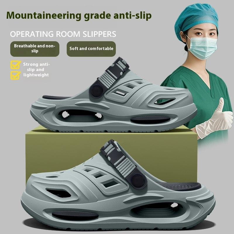 Slippers Men's Summer Outdoor Hole Shoes Deodorant And Non-slip 6626 Hole Shoes Gray GlamzKart
