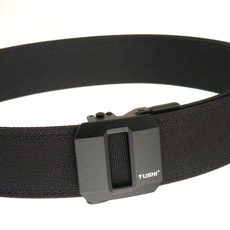 Double-layer Hardened Automatic Buckle Shooting Training Hanger Pistol Belt Black 120cm GlamzKart
