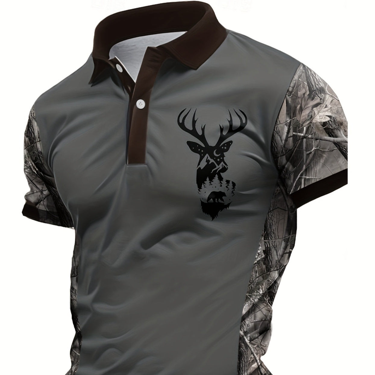 Men's Lapel Button Short-sleeved Polo Shirt Casual Fashion Simple MB13BH250617Y084 GlamzKart