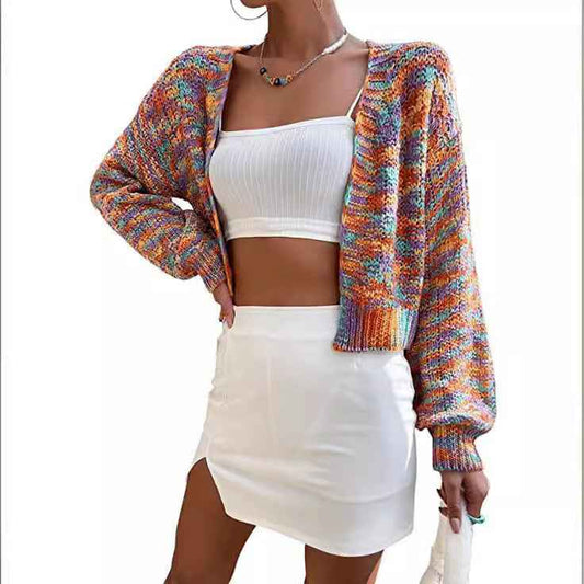 Women's Retro Colorized Sweater Casual Jacket