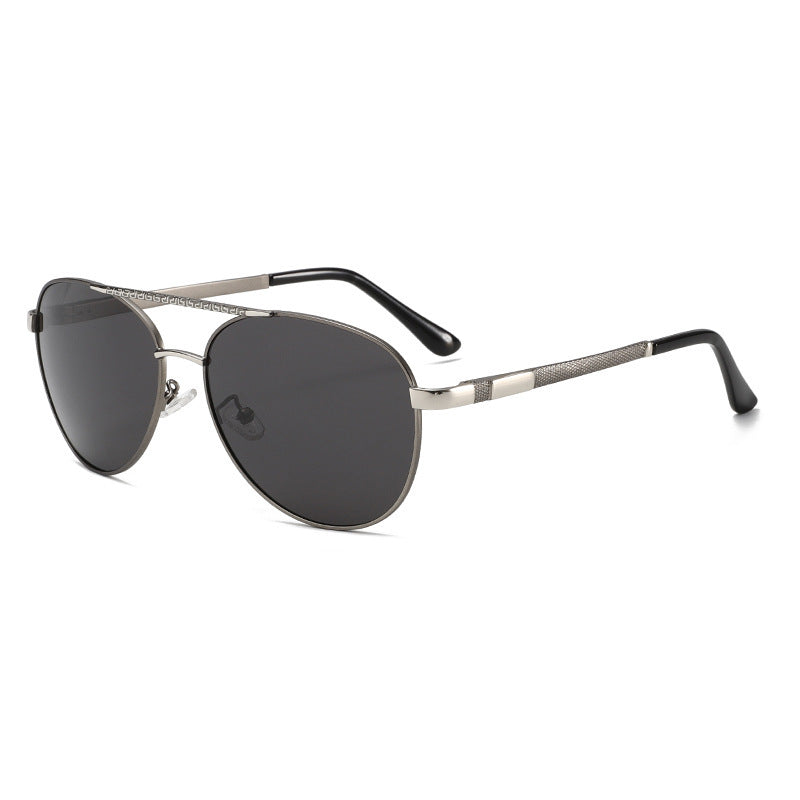 Men's Sunglasses European And American Stylish Driving Gun Silver Frame Gray Piece GlamzKart
