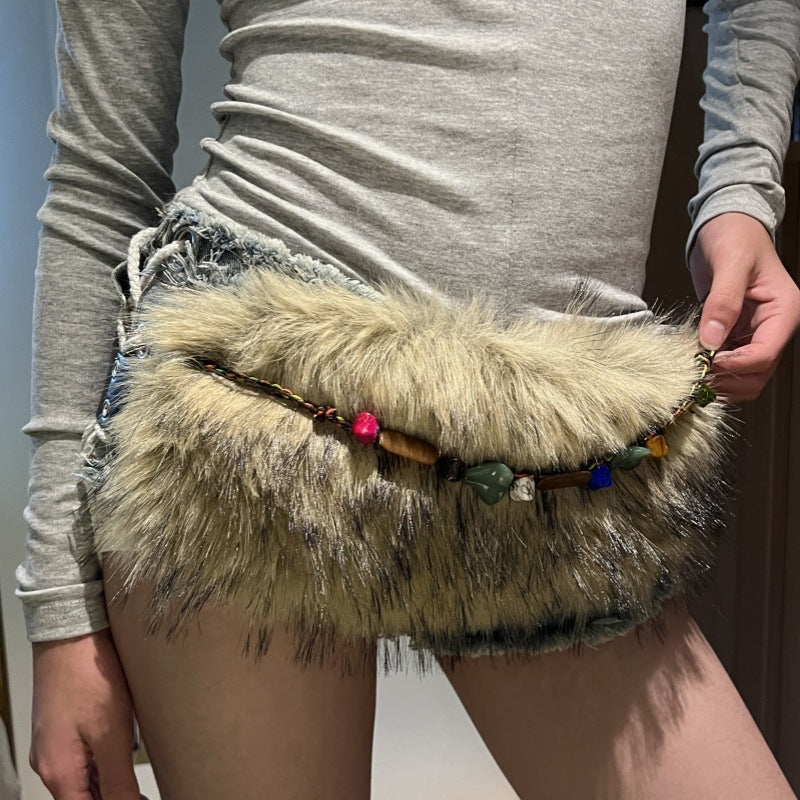Fur Belt Retro Easy Matching Plush Waist Chain Waist Seal Waist Decorations Style 21 GlamzKart