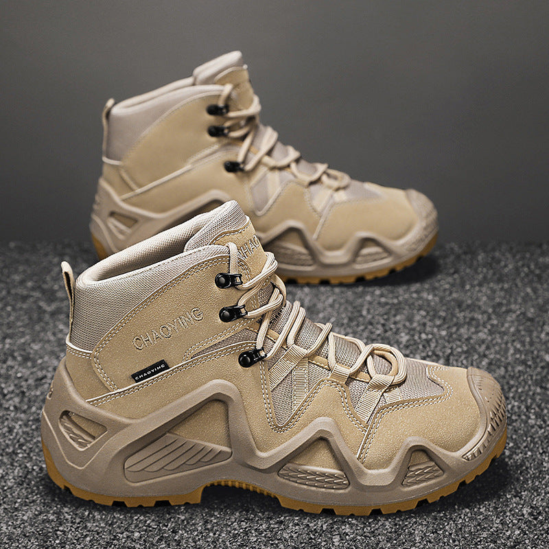 High-top Tactical Shoes Wear-resistant Desert Boots Outdoor New Combat Boots Khaki GlamzKart