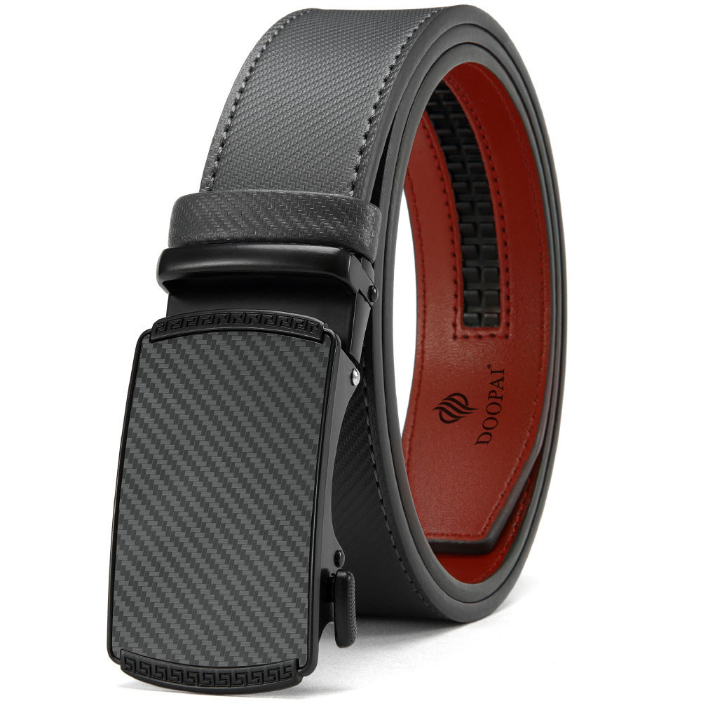 Men's Belt Hot-selling Film Alloy Automatic Buckle Leather 219 Automatic Flat Gray GlamzKart