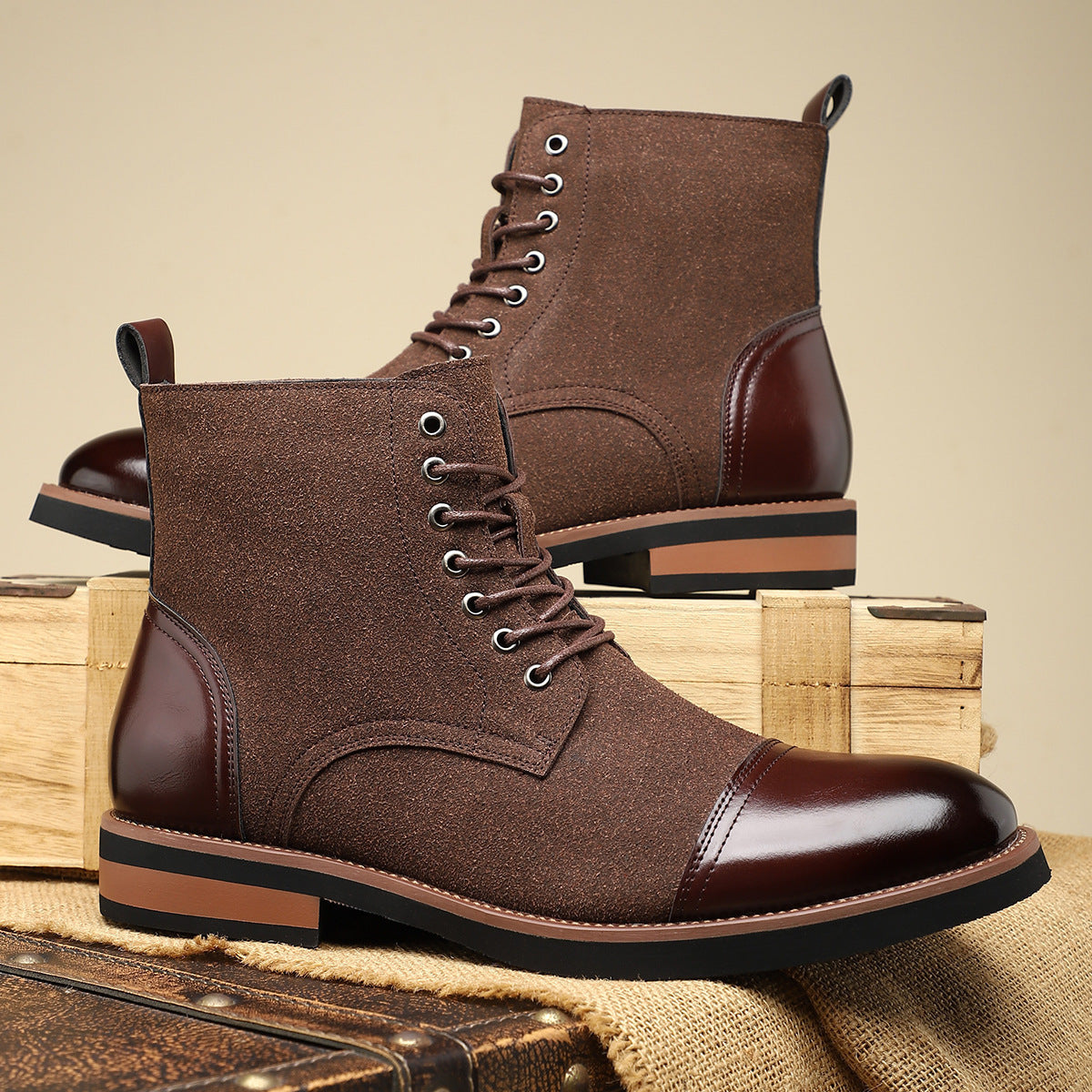Men's Trendy Sleeve Leather All-match Casual Martin Boots GlamzKart