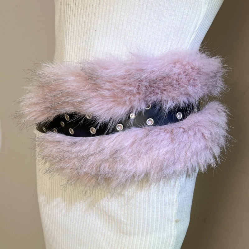 Fur Belt Retro Easy Matching Plush Waist Chain Waist Seal Waist Decorations Style 5 GlamzKart