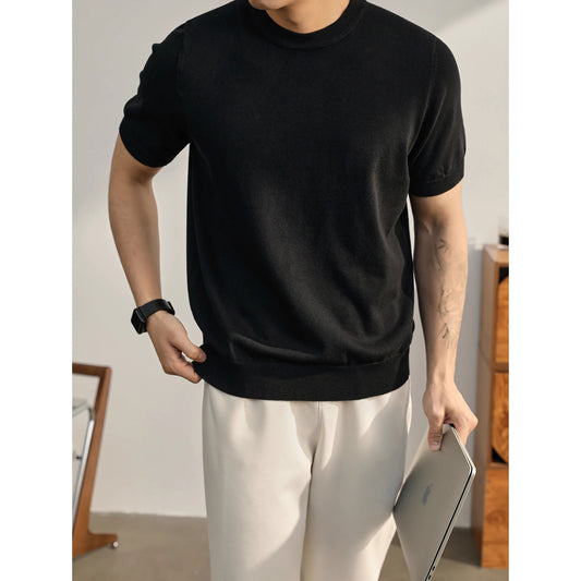 Plus Size Short-sleeved Sweater Men's Lightly Mature Casual GlamzKart