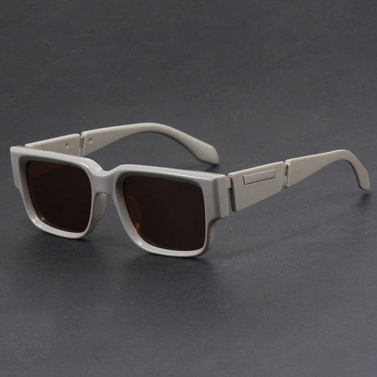 Gray Blue Square Thick Frame Sunglasses UV-proof Retro Simple Sun Glasses GlamzKart