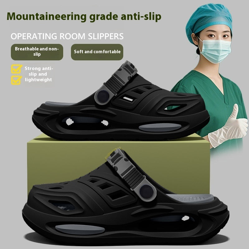 Slippers Men's Summer Outdoor Hole Shoes Deodorant And Non-slip 6626 Hole Shoes Black GlamzKart