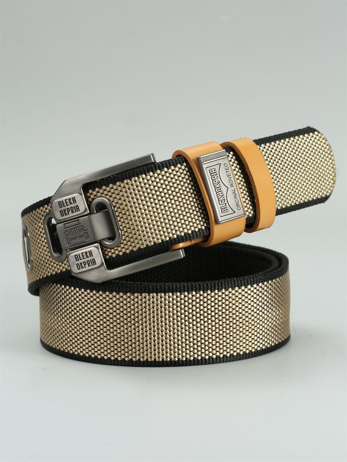 Pin Buckle Canvas Belt Cargo Pants Casual Retro Decorative Belt Fashion Men Khaki 125cm GlamzKart