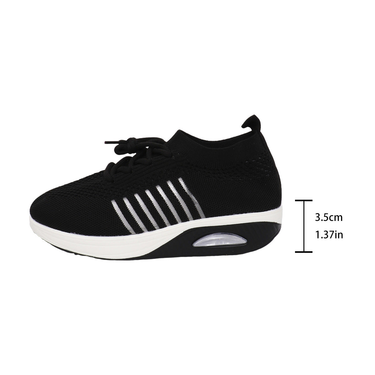 Spring And Autumn New Lace-up Slip-on Wedge Flying Woven Sports Shoes Women Black GlamzKart