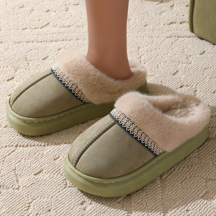 Fluffy Slippers Autumn And Winter Thick Bottom Outdoor GlamzKart