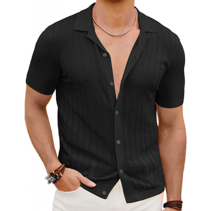 Summer Cool Hollow Men's Shirt Black GlamzKart