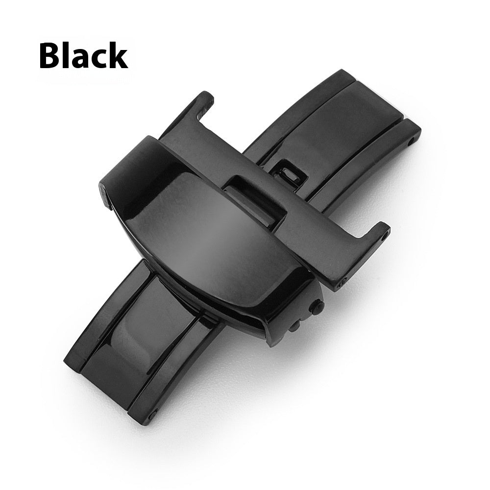 Stainless Steel Double Pull Butterfly Clasp Leather Watch Strap Buckle GlamzKart