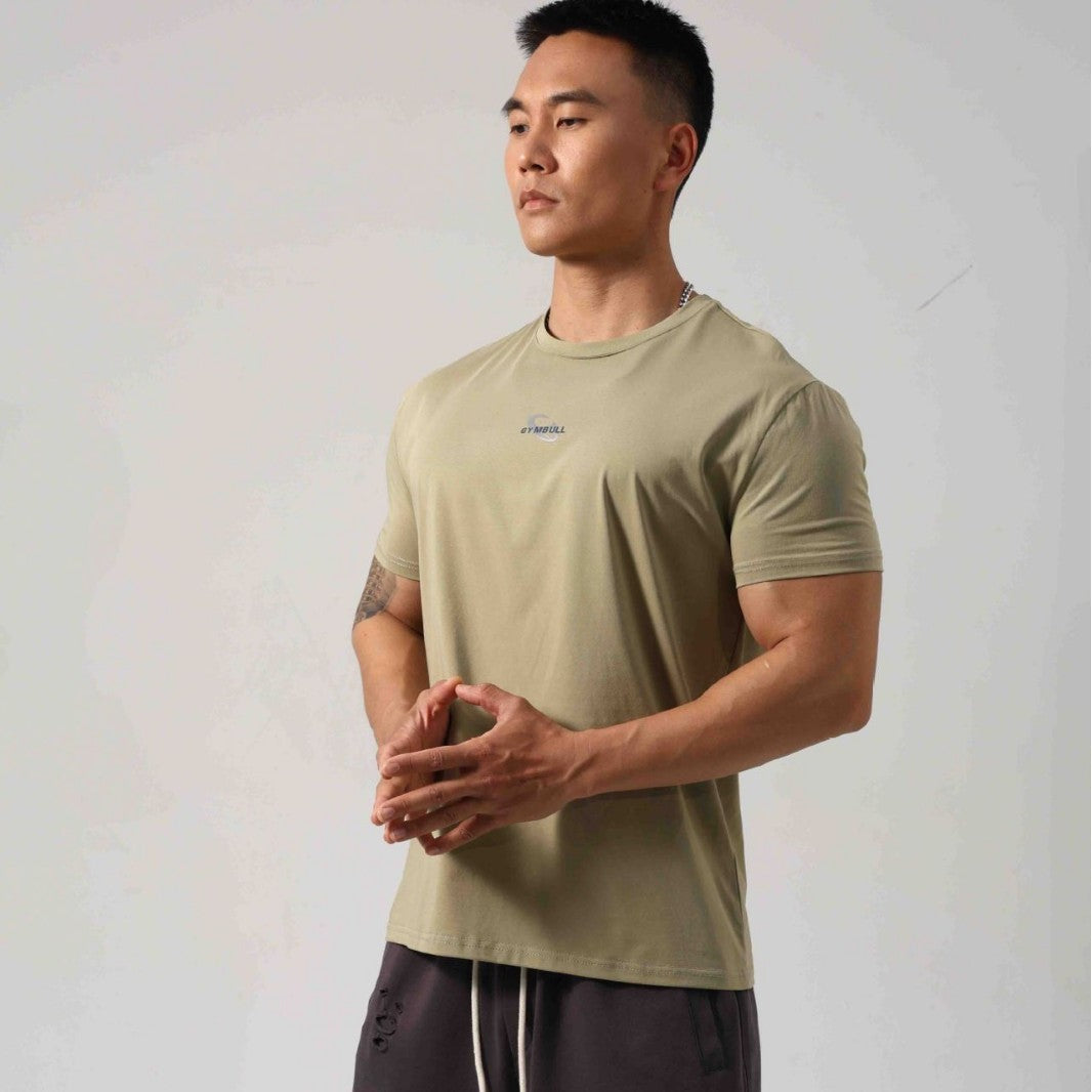 Men's Short Sleeve New Small Neckline Show Muscle Sports Fitness Short Sleeve GlamzKart