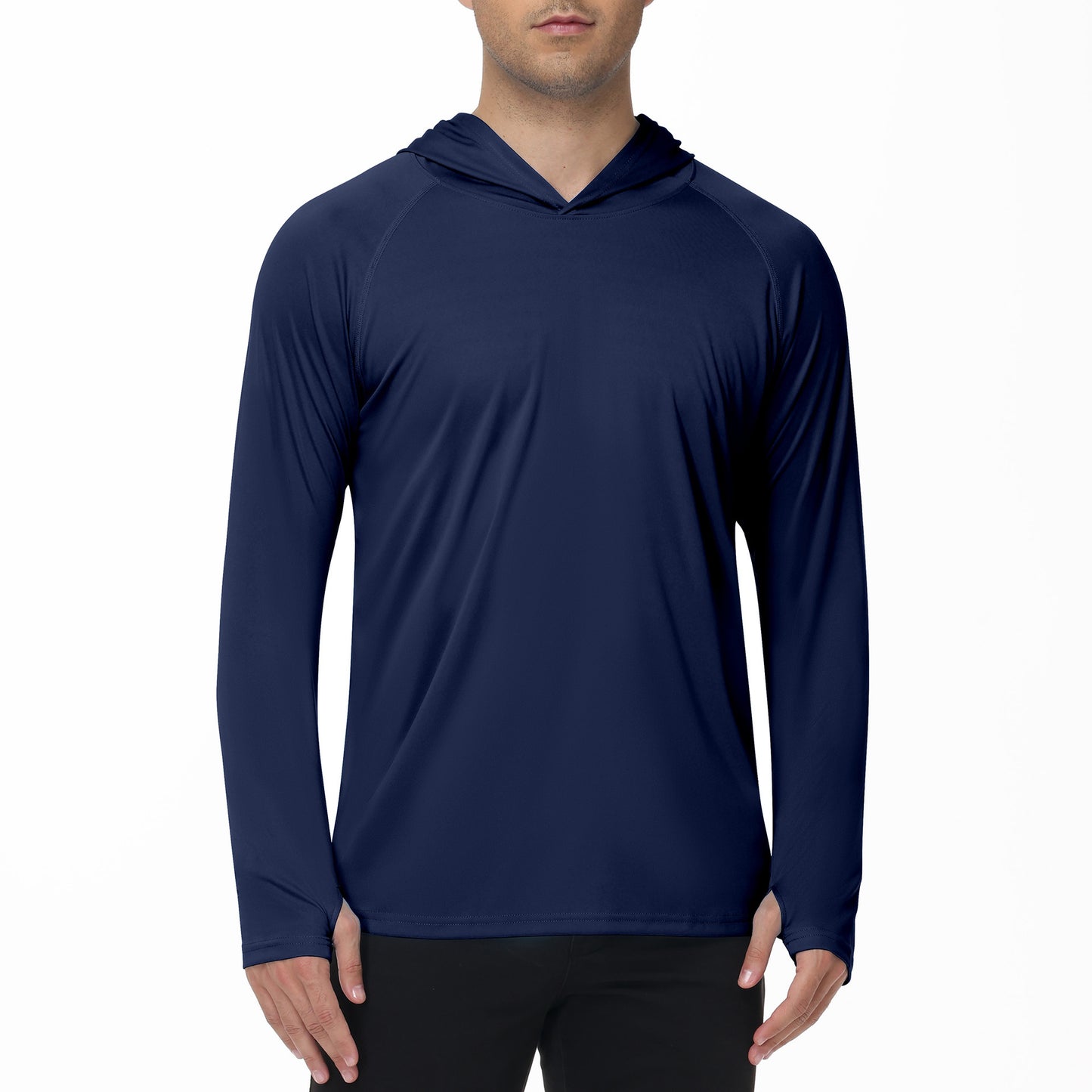 Hooded Sun-proof Top Households UV Quick-drying Shirt Long Sleeve Navy Blue GlamzKart