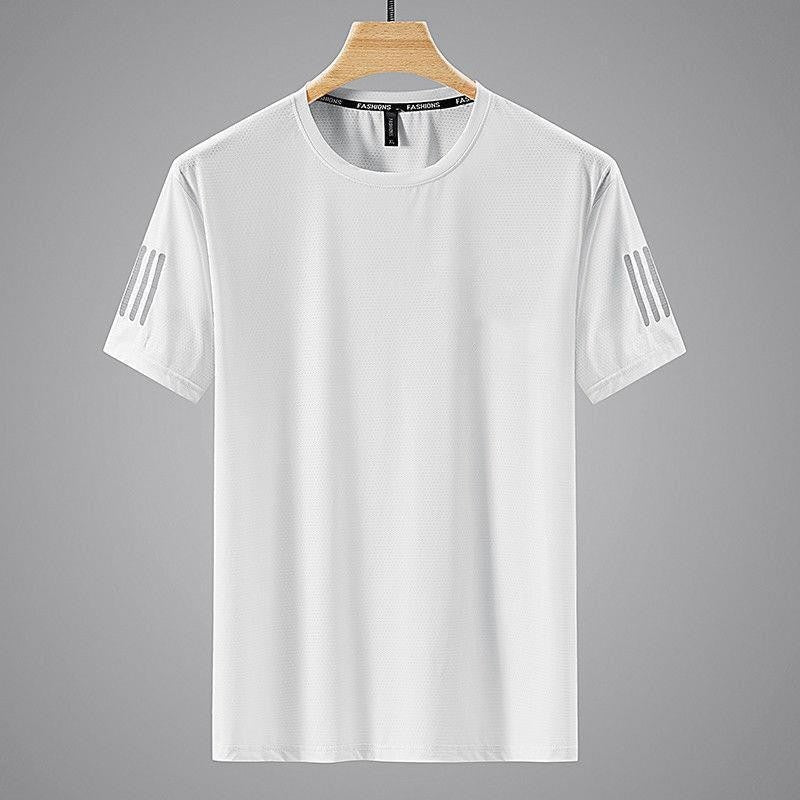 Summer Solid Color Round Neck Top Clothing Speed Sporty Simplicity Ice T-shirt Men GlamzKart