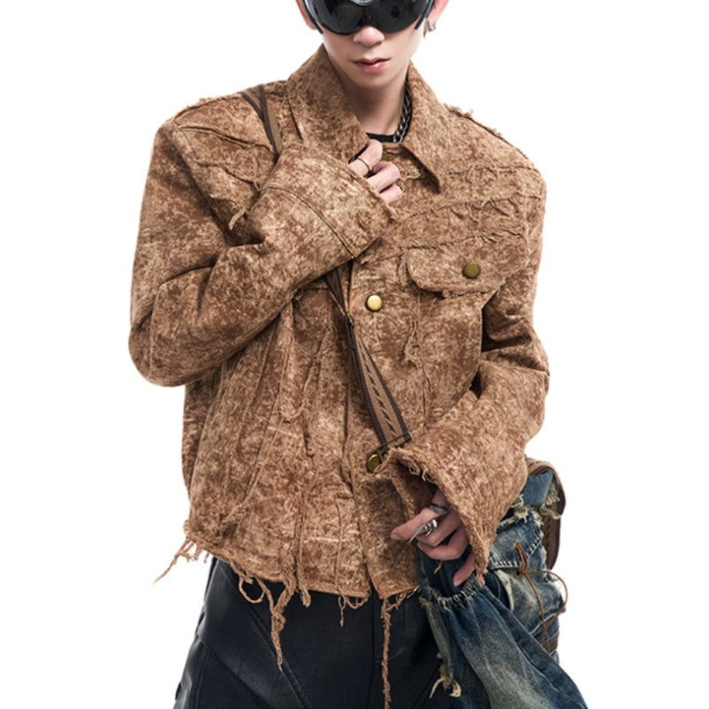 Desert Waste Soil Wind Rough Edge Damage Denim Coat GlamzKart
