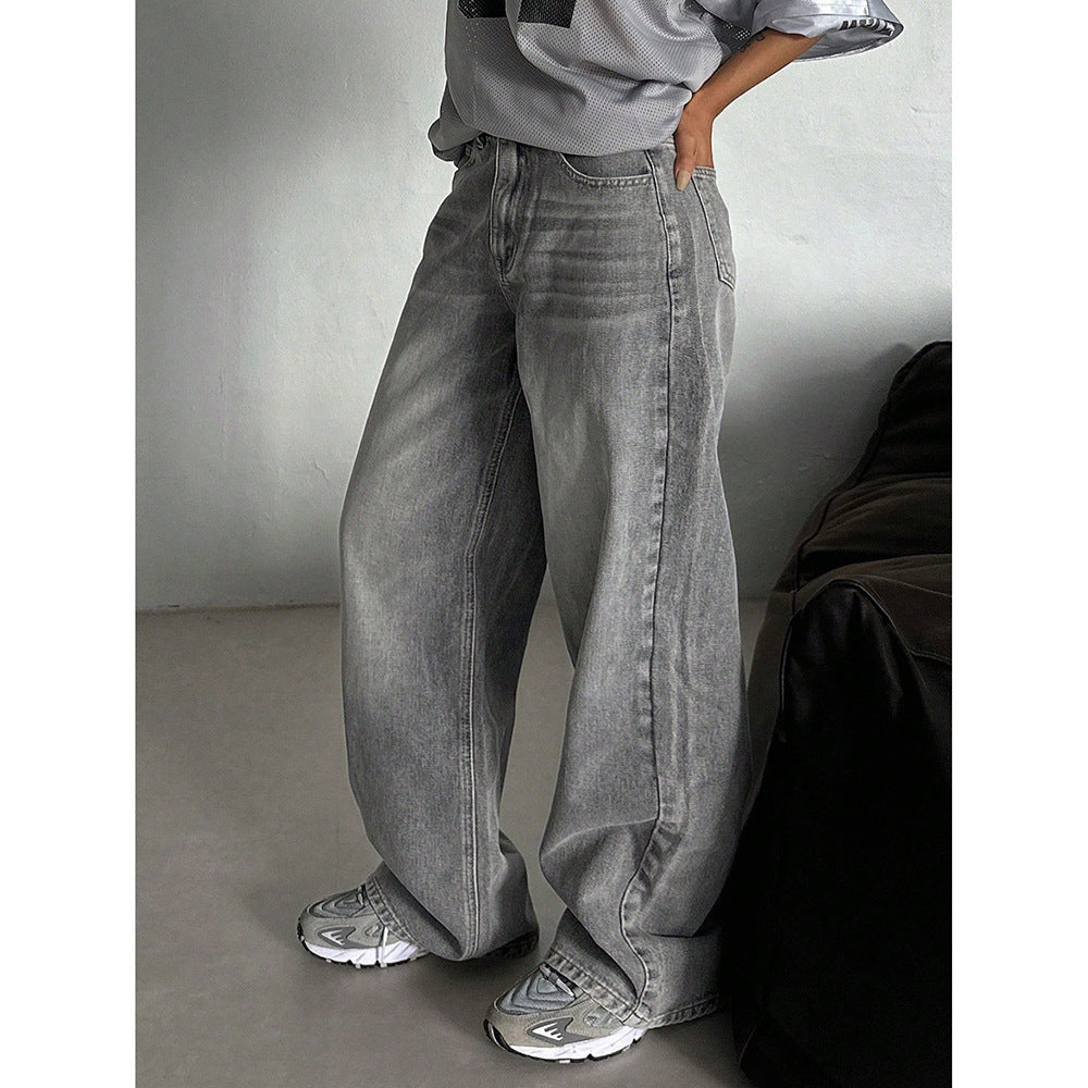 Loose Spring And Autumn Long High Waist Drooping Fashion Fashion Pants 910 Smoky Gray GlamzKart