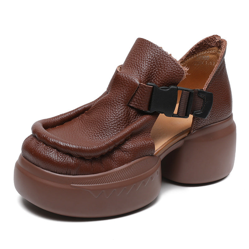 Summer Platform Retro Literary Lady Sandals Brown GlamzKart