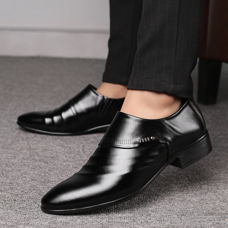 Casual Pointed Toe Leather Shoes Men Black GlamzKart