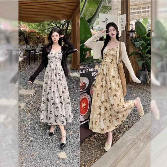 Summer French Style Gentle Pansy Sling Dress