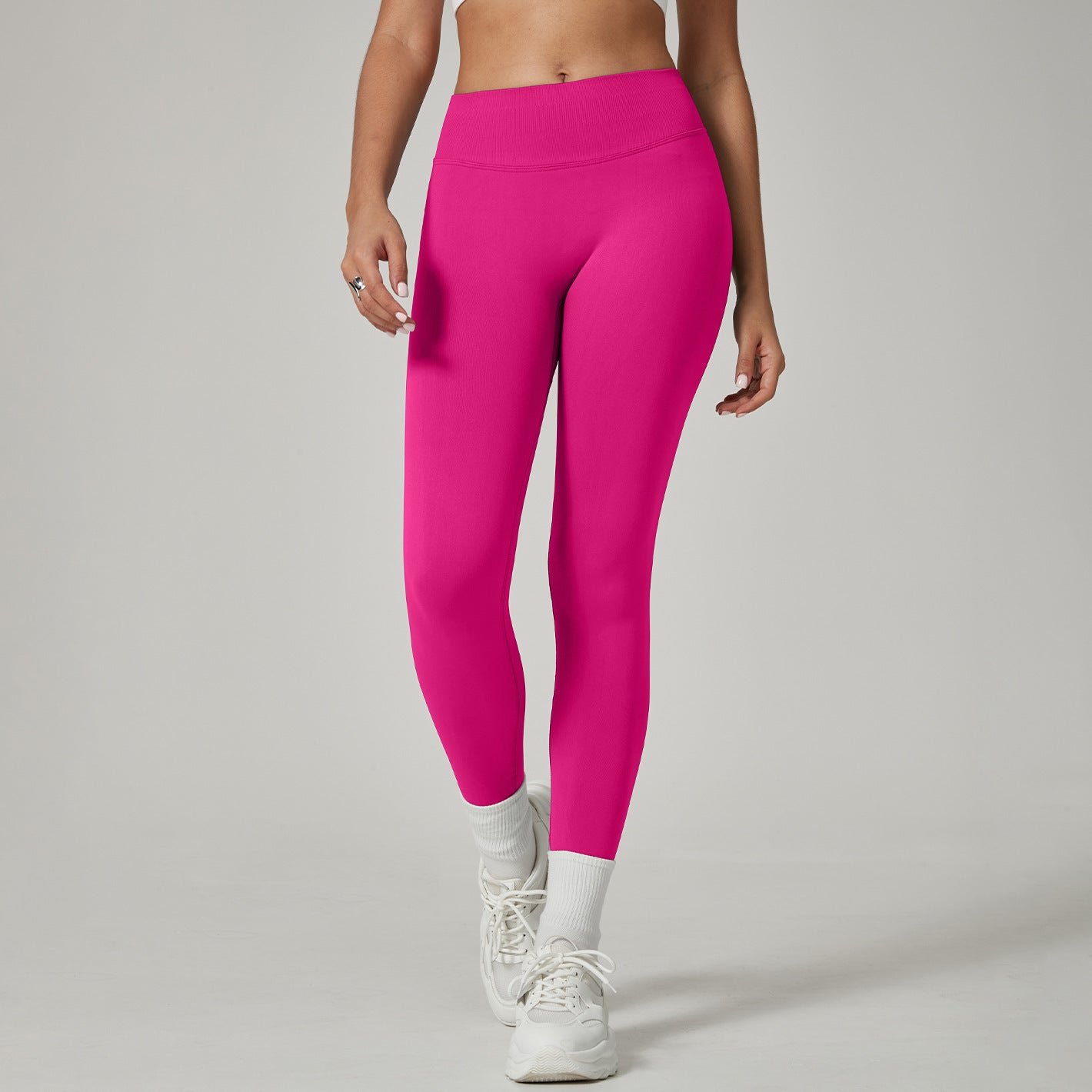 Seamless High Waist Yoga Pants Hip Lifting Workout Pants Rose red GlamzKart