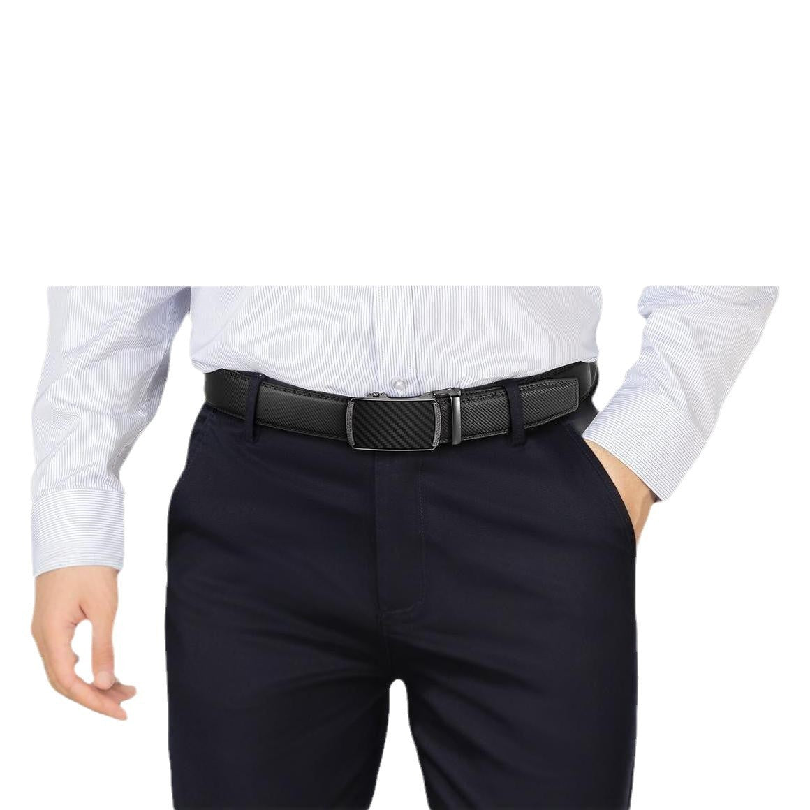 Men's Leather Belt Versatile Cowhide Automatic Buckle GlamzKart