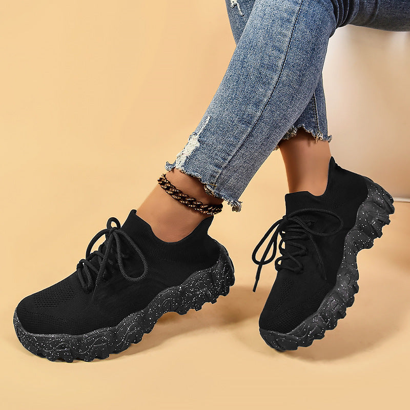 Lace-up Fly-knit Socks Shoes Fashion Trendy Sneakers GlamzKart