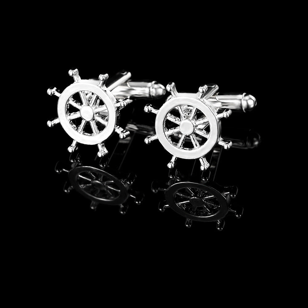 Simple Trendy Men's Rudder Cufflinks Tie Clip B1101 GlamzKart