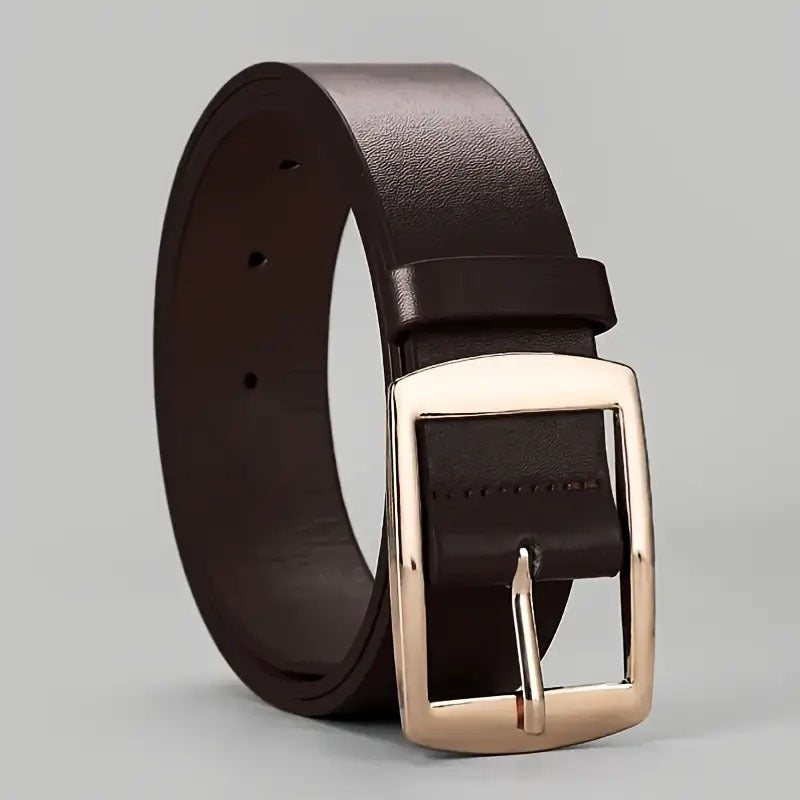 Men's Pin Buckle PU Microfiber Eyelet Belt Fashion Casual Belt Brown D GlamzKart