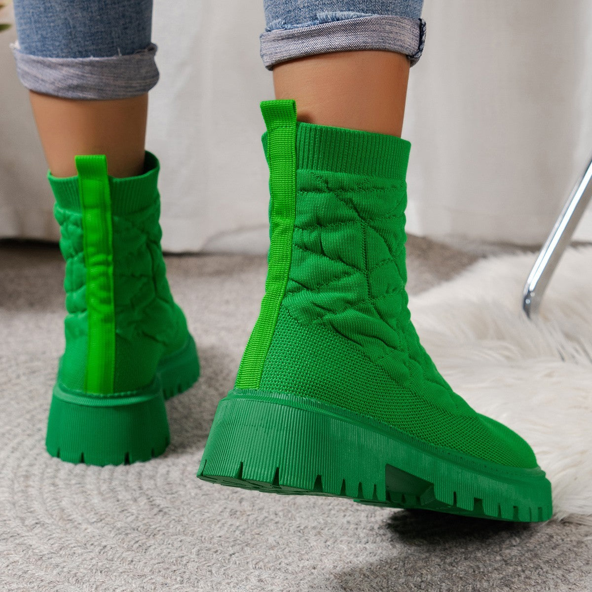 Flying Woven Plus Size Thick Bottom Casual Outdoor Martin Boots GlamzKart