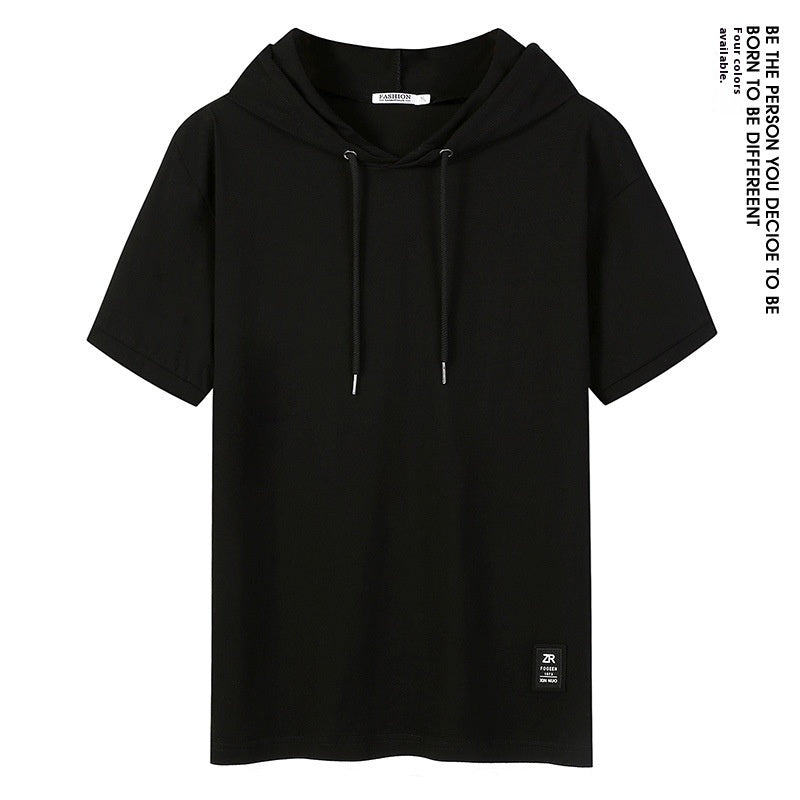 Casual Simple Men's Clothing Cotton Hooded T-shirt GlamzKart