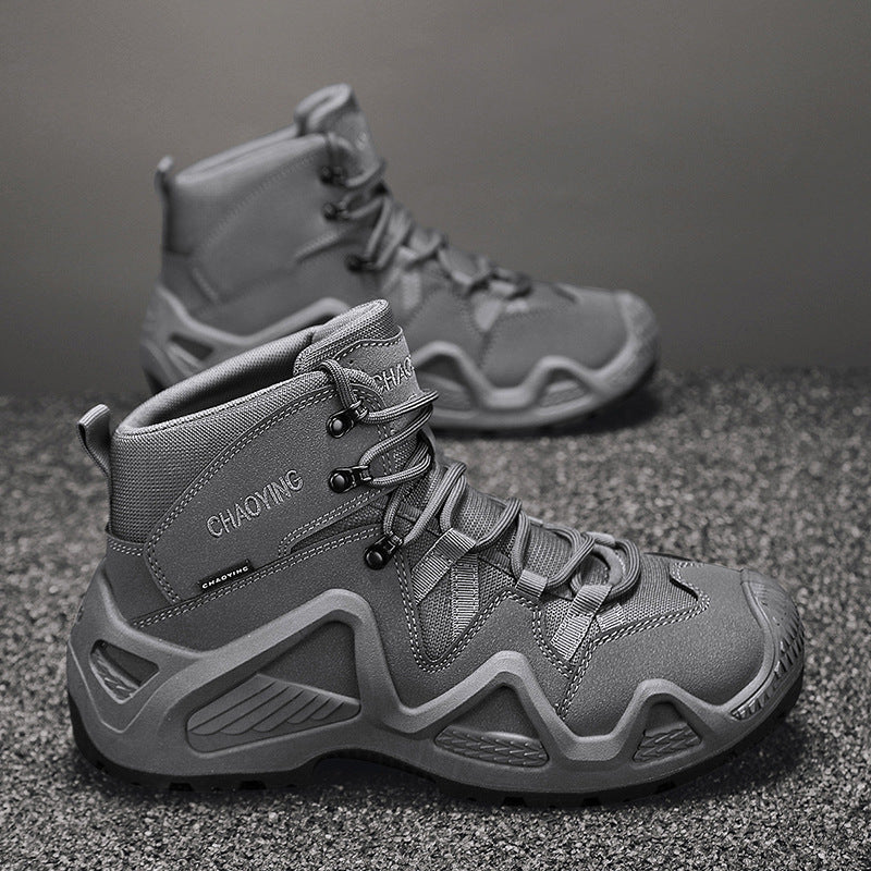 High-top Tactical Shoes Wear-resistant Desert Boots Outdoor New Combat Boots Gray GlamzKart