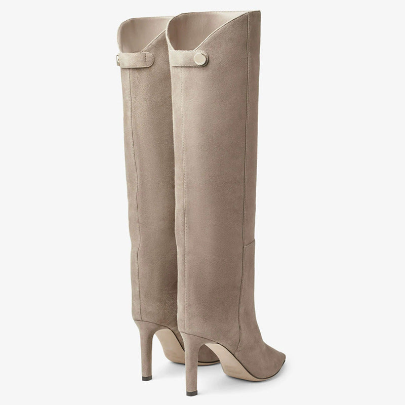 Simple European And American Style Fashion Catwalk Pointed-toe Stiletto Straight Boots GlamzKart
