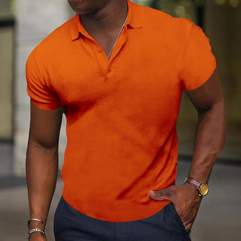Sports Fitness T-shirt Summer Slim Fit Multi-color Short Sleeve Men's Casual Orange GlamzKart