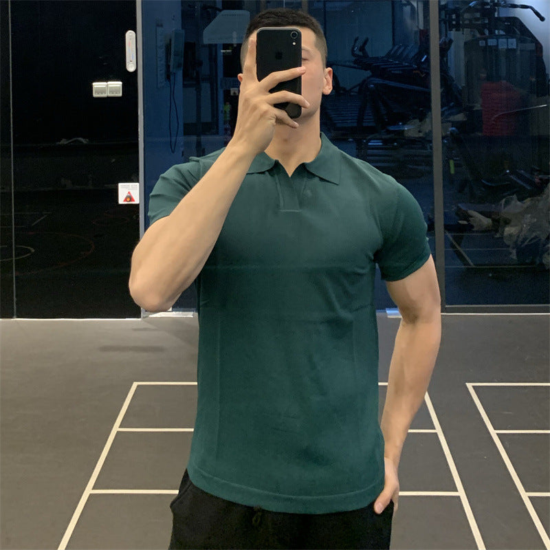 Men's British Business Summer Ice Silk T-shirt Army Green GlamzKart