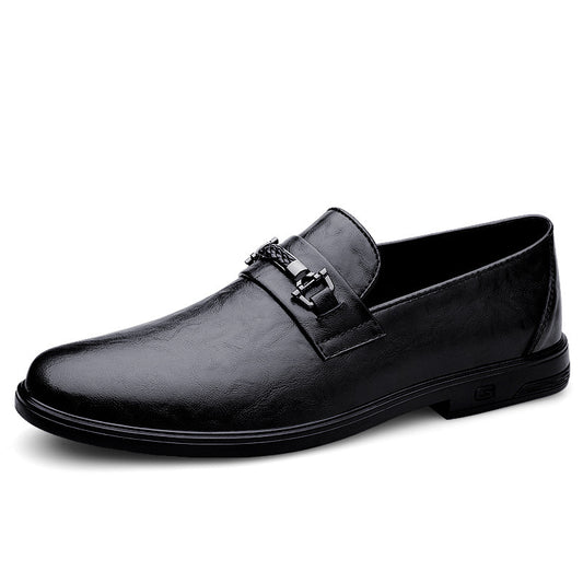 Gentleman Formal Wear Low-top Slip-on Cowhide Shoes GlamzKart