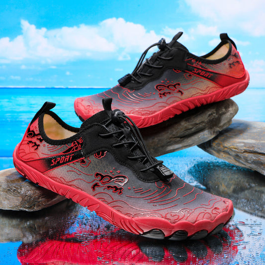 Outdoor Sports Hiking Shoes Beach C801 Black Red Sole with nails GlamzKart