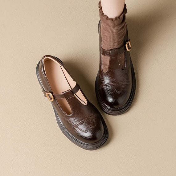 Vintage Mary Jane Hidden Heel Women's Shoes Brown GlamzKart