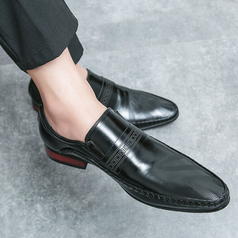 Breathable Business Casual Leather Shoes Black GlamzKart