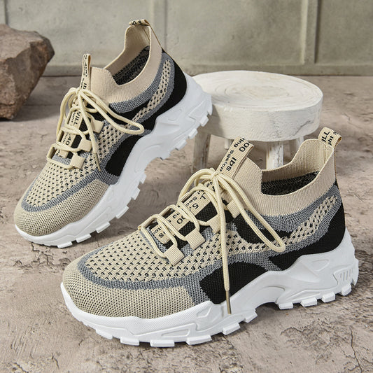 Soft Sole Lightweight Dad Shoes Women's Shoes Flying Woven Breathable Mesh Surface Shoes GlamzKart