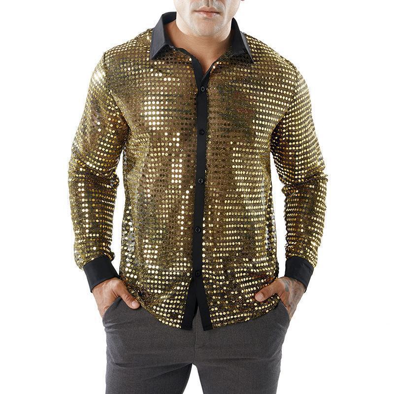 Men's Scales Shirt Long Sleeve Collar GlamzKart