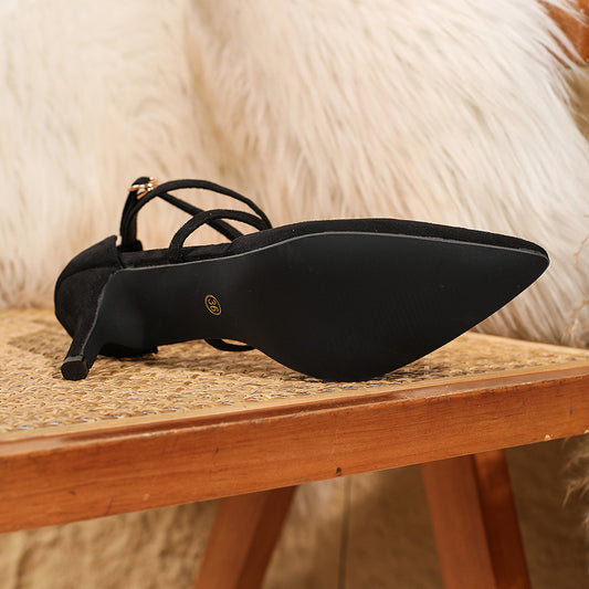 Women's Stiletto Heel Pumps Cross Sandals GlamzKart