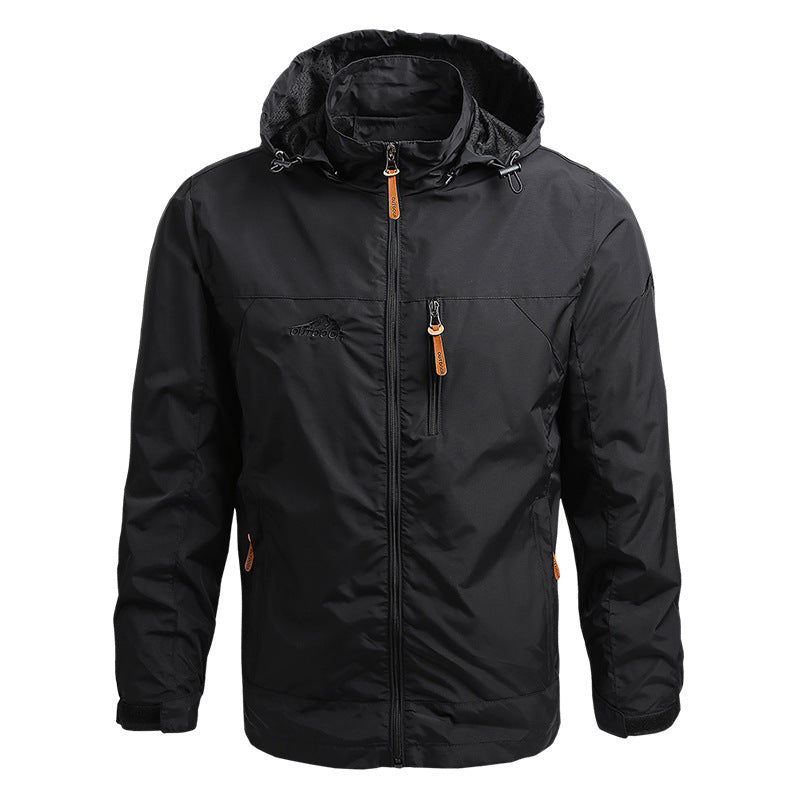 Mountaineering Shell Jacket Windcheater Outdoor Sports Jacket Men's Clothing Black GlamzKart