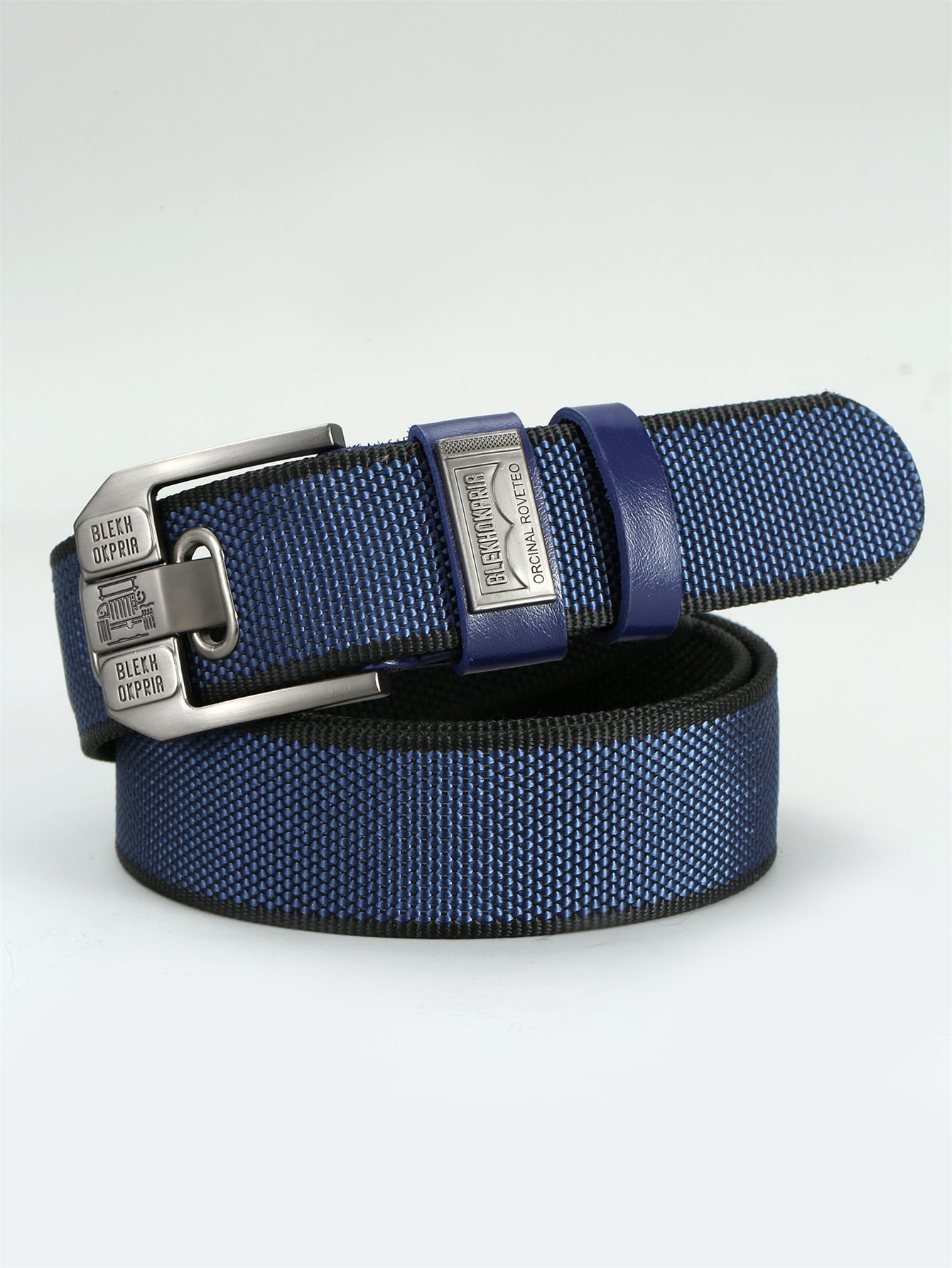 Pin Buckle Canvas Belt Cargo Pants Casual Retro Decorative Belt Fashion Men Blue 125cm GlamzKart