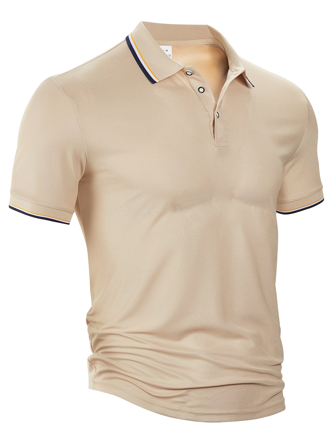Summer Loose Lapels Short Sleeve Men Khaki GlamzKart