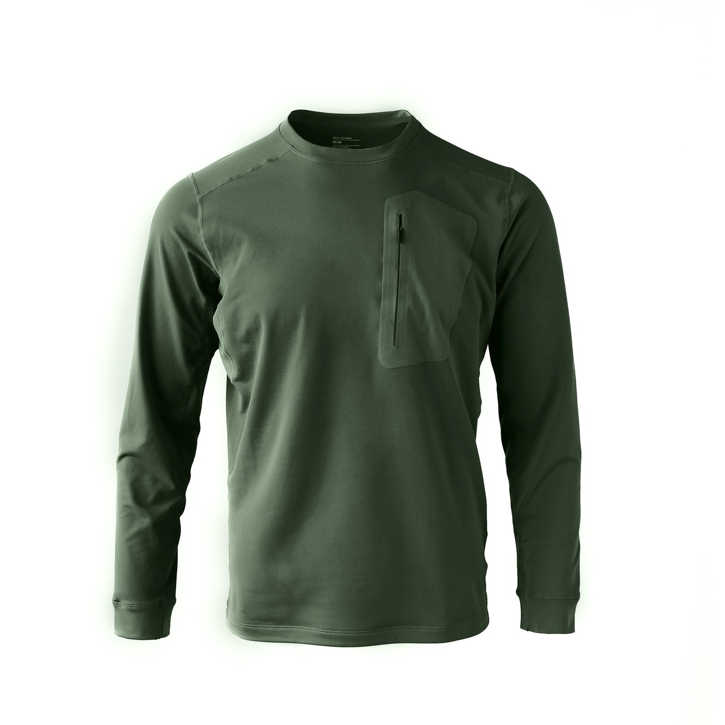 Quick-drying Long-sleeved Bottoming Shirt Round Neck T-shirt Pine Needle Green GlamzKart