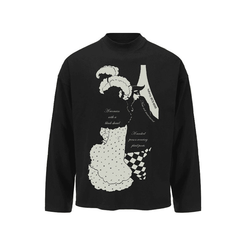 Spring And Autumn Pure Cotton Men And Women Loose Casual Top Long Sleeve Black GlamzKart