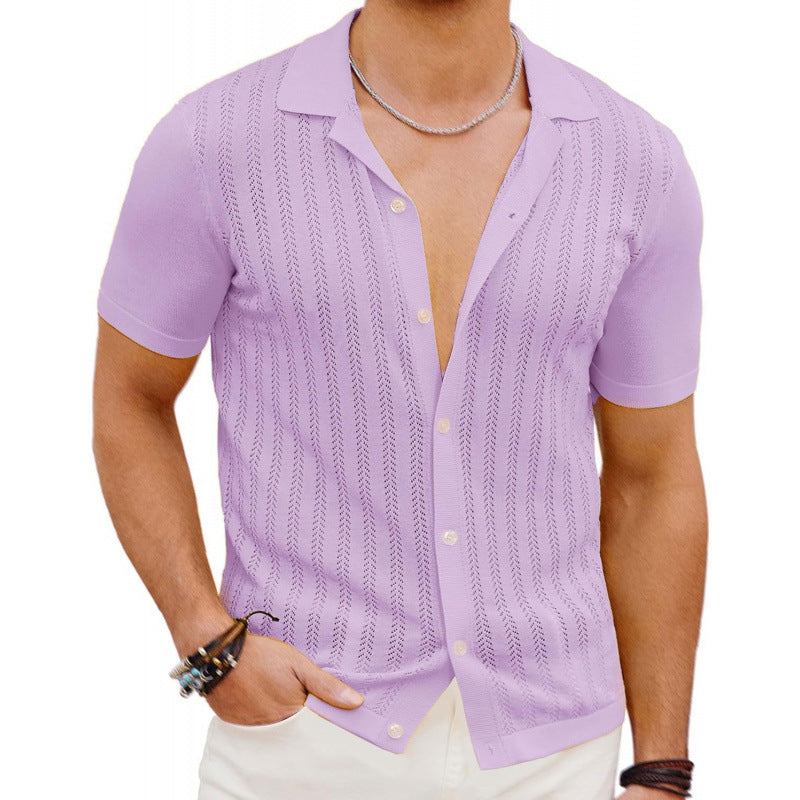 Summer Cool Hollow Men's Shirt Violet GlamzKart